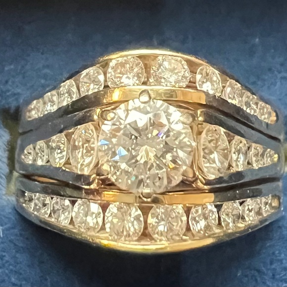 Vintage ladies wedding set, stamped 14k yellow gold, 1.20 carats. - Picture 2 of 9